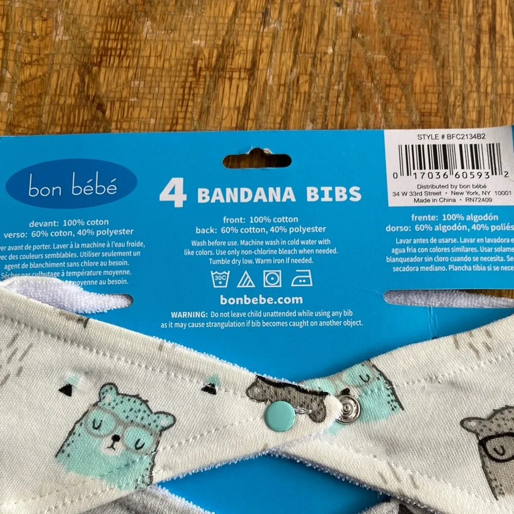 Bon Bebe Bandana Bibs Set - Cream, Gray, Blue